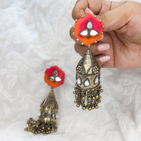 Orange Tie Dye Jhumka